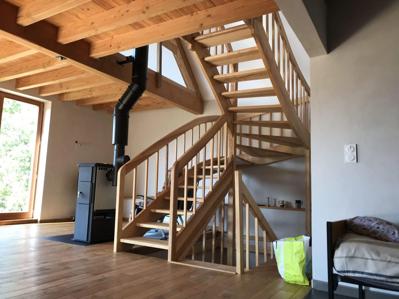 Escalier double quart tournant